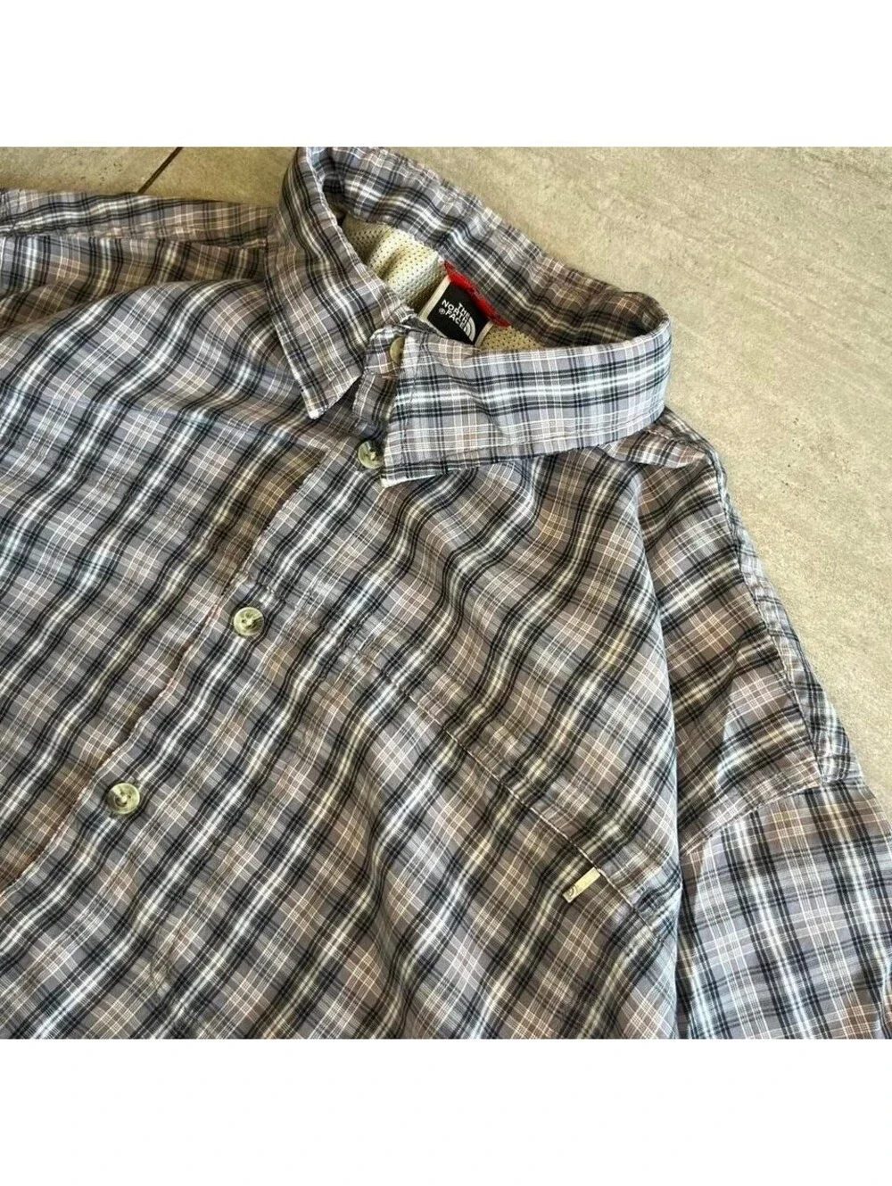 The North Face s XL Grey Plaid Button Down